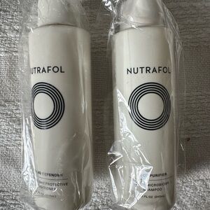 Nutrafol Root purifier shampoo and strand defense conditioner